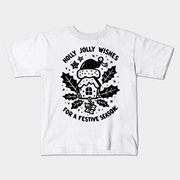 Holly Jolly Wishes for a Festive Season Kids T-Shirt by Frank Ring