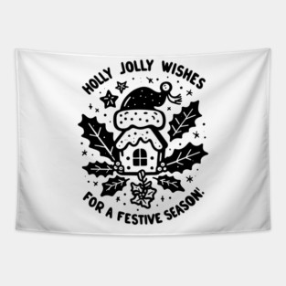 Holly Jolly Wishes for a Festive Season Tapestry