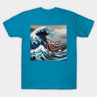 Kanagawa Giant Squid wave - Funny Mythical Sea Creature Meme T-Shirt