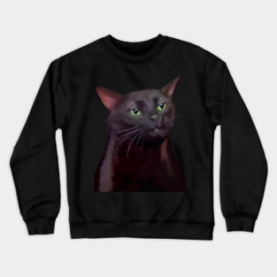 Black cat zoning out meme Crewneck Sweatshirt