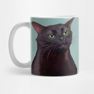Black cat zoning out meme Mug