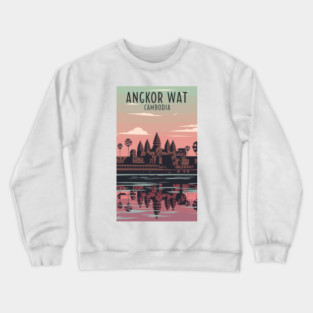 A Vintage Travel Art of Angkor Wat - Cambodia Crewneck Sweatshirt