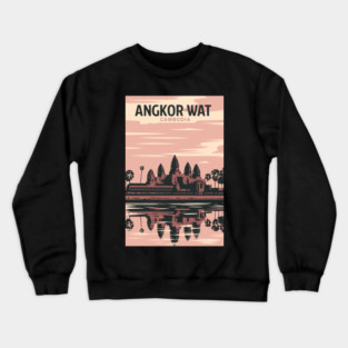 A Vintage Travel Art of Angkor Wat - Cambodia Crewneck Sweatshirt