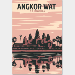 A Vintage Travel Art of Angkor Wat - Cambodia Posters and Art