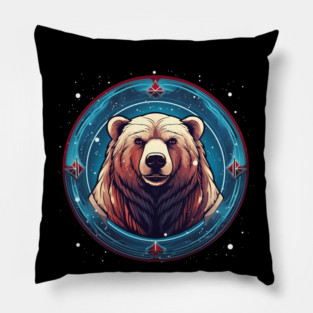 Grizzly Bear in Ornmament , Love Bears Pillow