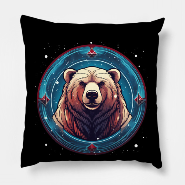 Grizzly Bear in Ornmament , Love Bears Pillow by logiamerch