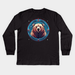 Grizzly Bear in Ornmament , Love Bears Kids Long Sleeve T-Shirt