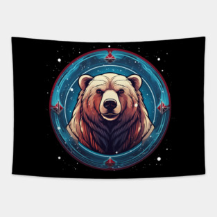 Grizzly Bear in Ornmament , Love Bears Tapestry