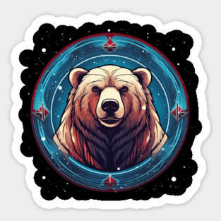 Grizzly Bear in Ornmament , Love Bears Sticker