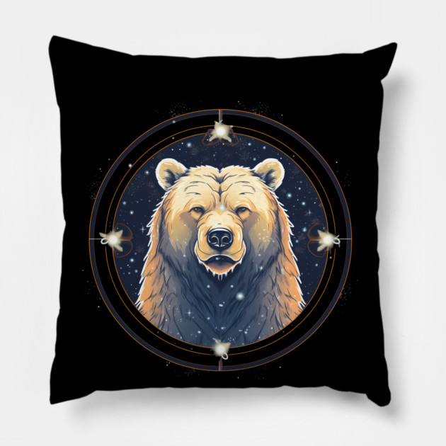 Grizzly Bear in Ornmament , Love Bears Pillow by logiamerch