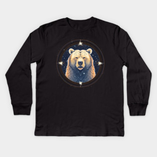 Grizzly Bear in Ornmament , Love Bears Kids Long Sleeve T-Shirt