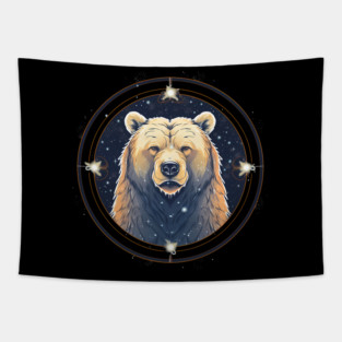 Grizzly Bear in Ornmament , Love Bears Tapestry