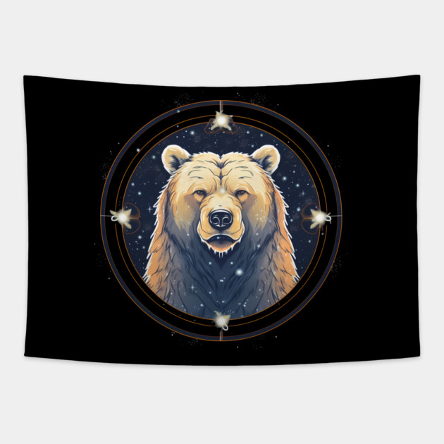 Grizzly Bear in Ornmament , Love Bears Tapestry by logiamerch