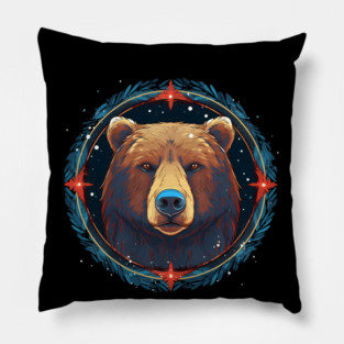 Grizzly Bear in Ornmament , Love Bears Pillow