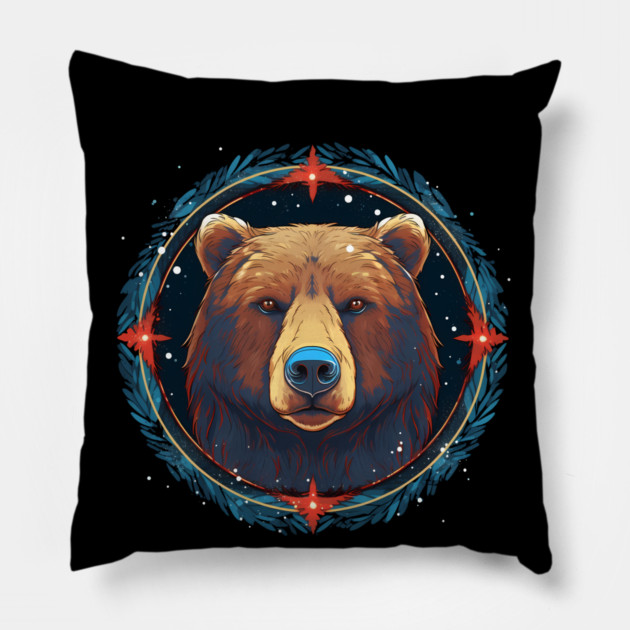 Grizzly Bear in Ornmament , Love Bears Pillow by logiamerch