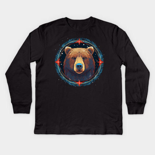 Grizzly Bear in Ornmament , Love Bears Kids Long Sleeve T-Shirt by logiamerch
