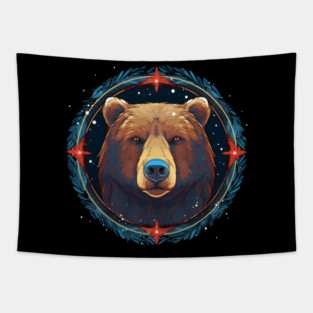 Grizzly Bear in Ornmament , Love Bears Tapestry