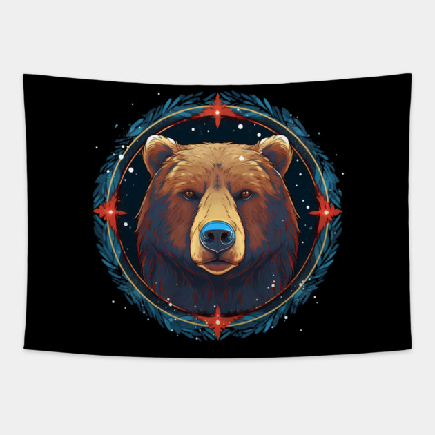 Grizzly Bear in Ornmament , Love Bears Tapestry by logiamerch