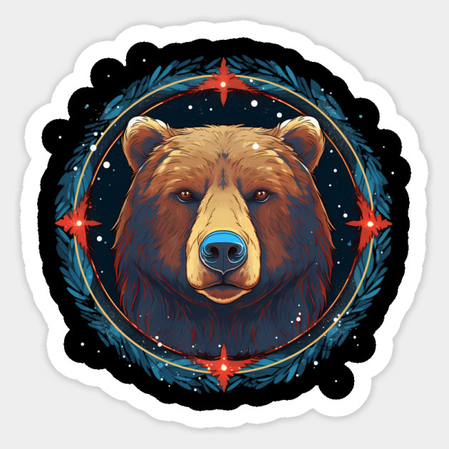 Grizzly Bear in Ornmament , Love Bears Sticker by logiamerch