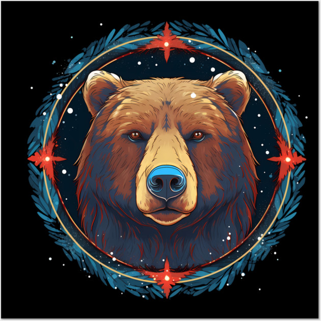 Grizzly Bear in Ornmament , Love Bears Wall Art by logiamerch
