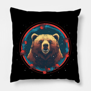 Grizzly Bear in Ornmament , Love Bears Pillow