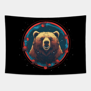 Grizzly Bear in Ornmament , Love Bears Tapestry
