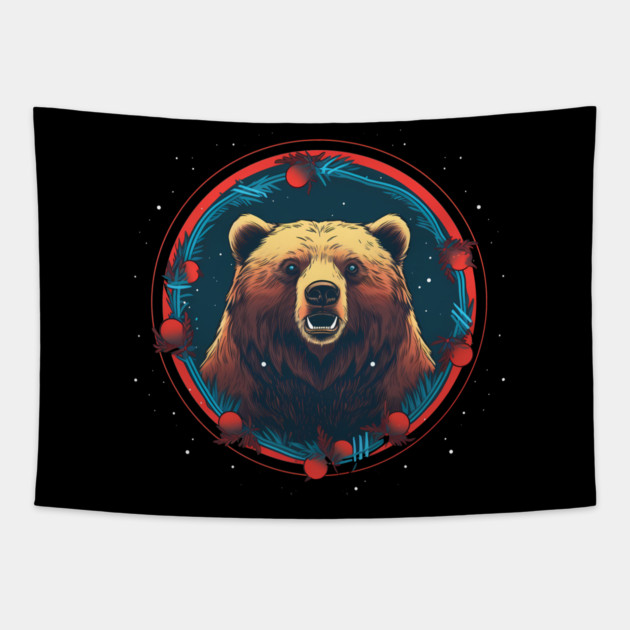 Grizzly Bear in Ornmament , Love Bears Tapestry by logiamerch