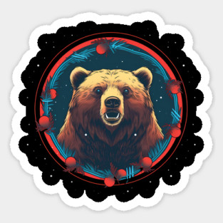 Grizzly Bear in Ornmament , Love Bears Sticker