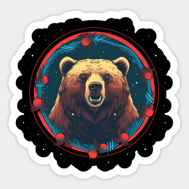 Grizzly Bear in Ornmament , Love Bears Sticker by logiamerch