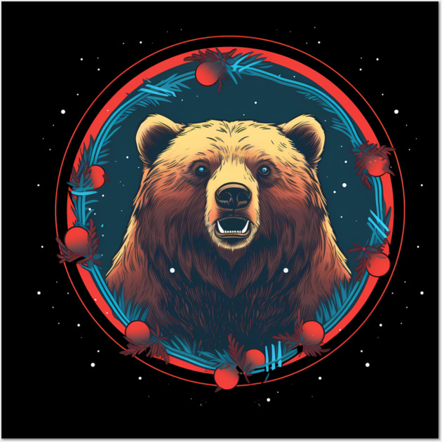 Grizzly Bear in Ornmament , Love Bears Wall Art by logiamerch