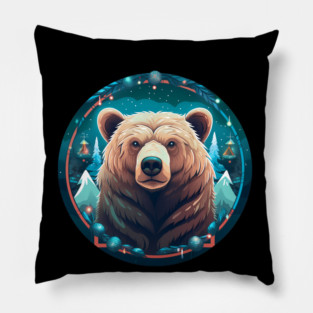 Grizzly Bear in Ornmament , Love Bears Pillow