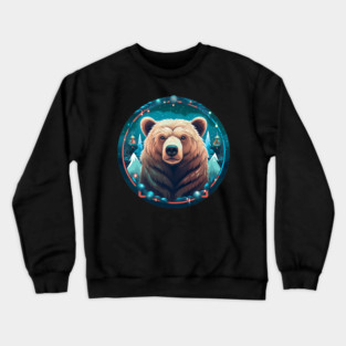 Grizzly Bear in Ornmament , Love Bears Crewneck Sweatshirt