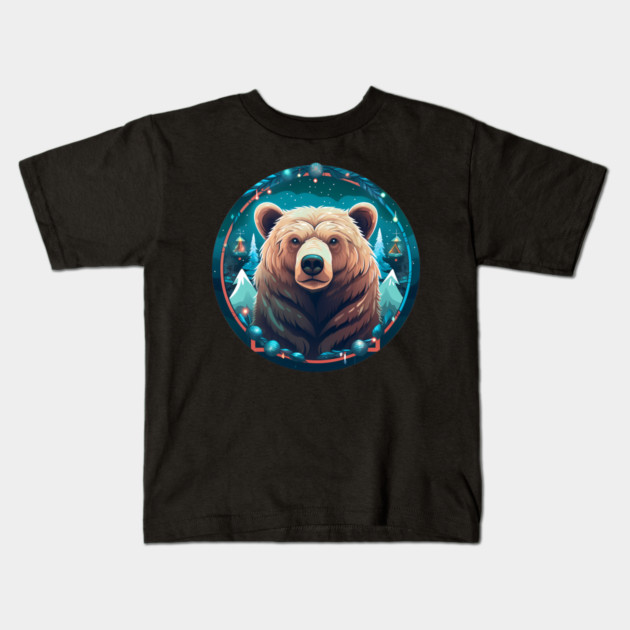 Grizzly Bear in Ornmament , Love Bears Kids T-Shirt by logiamerch