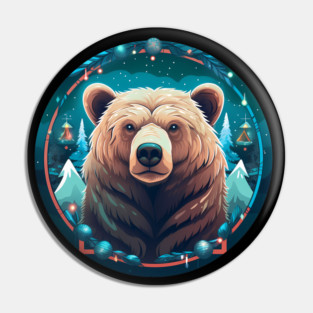 Grizzly Bear in Ornmament , Love Bears Pin
