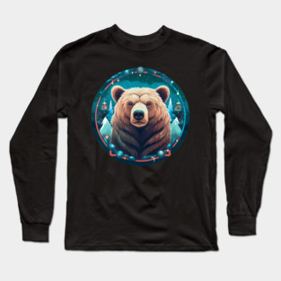 Grizzly Bear in Ornmament , Love Bears Long Sleeve T-Shirt