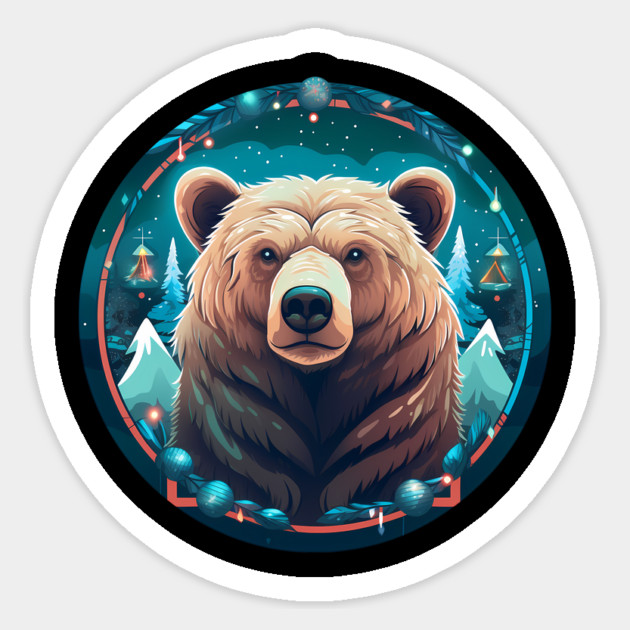 Grizzly Bear in Ornmament , Love Bears Sticker by logiamerch