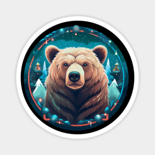 Grizzly Bear in Ornmament , Love Bears Magnet