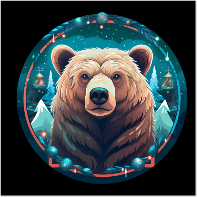 Grizzly Bear in Ornmament , Love Bears Wall Art by logiamerch