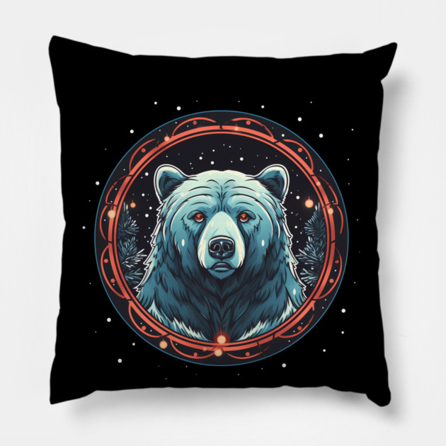 Grizzly Bear in Ornmament , Love Bears Pillow by logiamerch