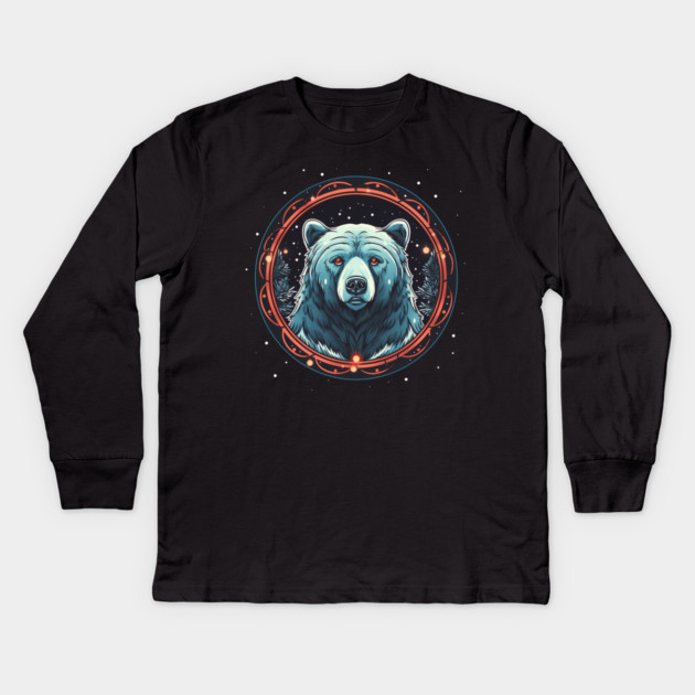 Grizzly Bear in Ornmament , Love Bears Kids Long Sleeve T-Shirt by logiamerch
