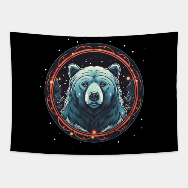Grizzly Bear in Ornmament , Love Bears Tapestry by logiamerch