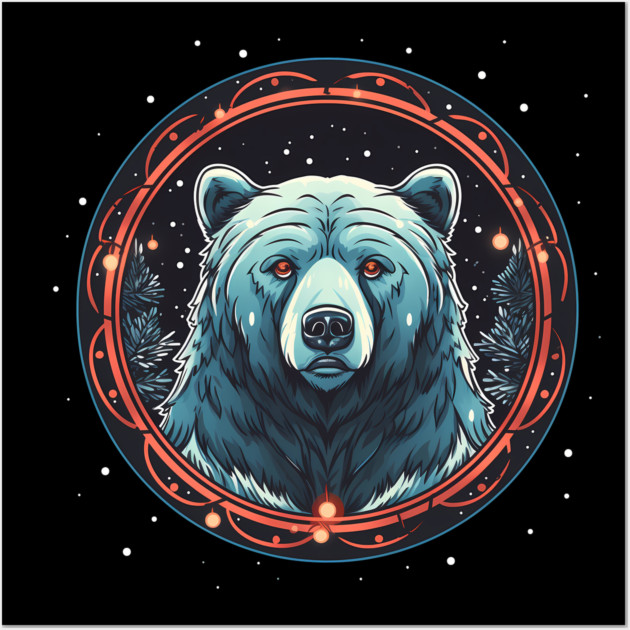 Grizzly Bear in Ornmament , Love Bears Wall Art by logiamerch