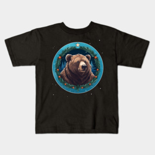 Grizzly Bear in Ornmament , Love Bears Kids T-Shirt