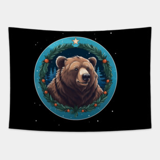 Grizzly Bear in Ornmament , Love Bears Tapestry