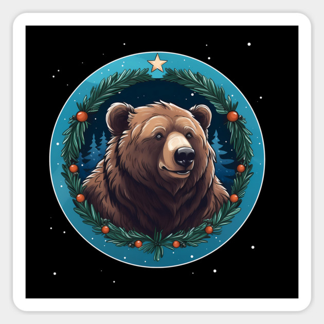 Grizzly Bear in Ornmament , Love Bears Sticker by logiamerch