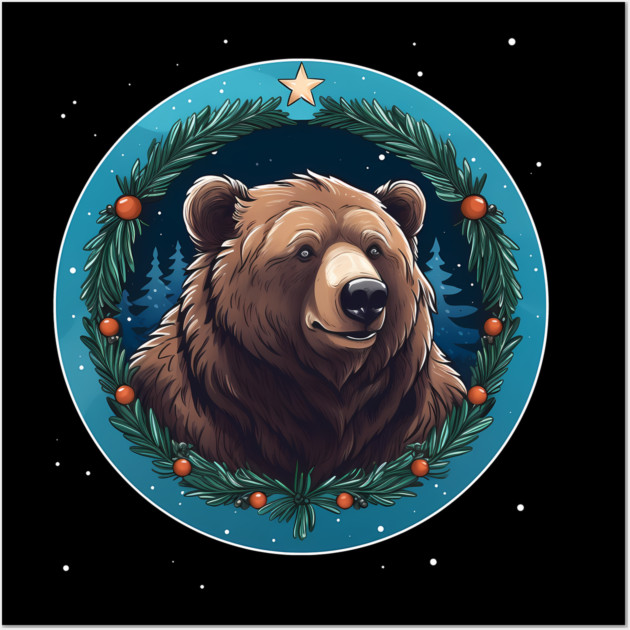 Grizzly Bear in Ornmament , Love Bears Wall Art by logiamerch