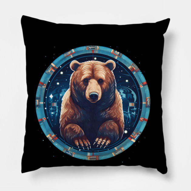 Grizzly Bear in Ornmament , Love Bears Pillow by logiamerch