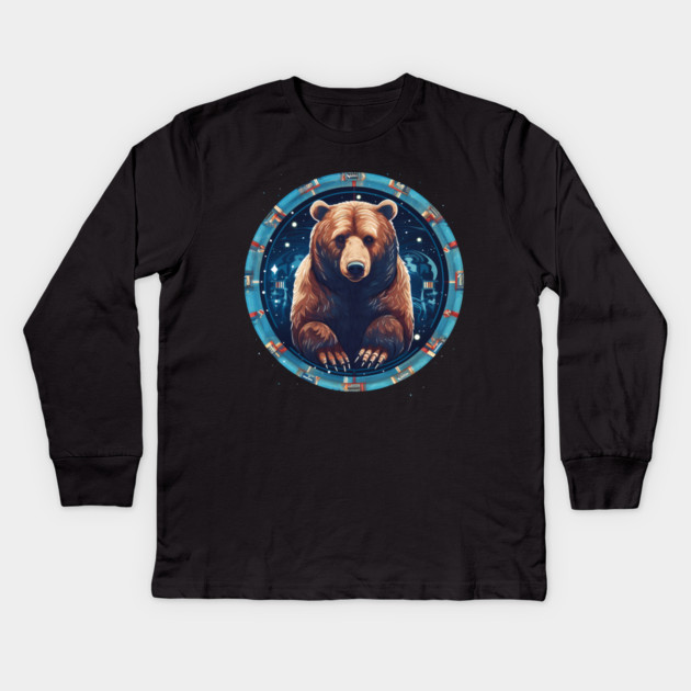 Grizzly Bear in Ornmament , Love Bears Kids Long Sleeve T-Shirt by logiamerch