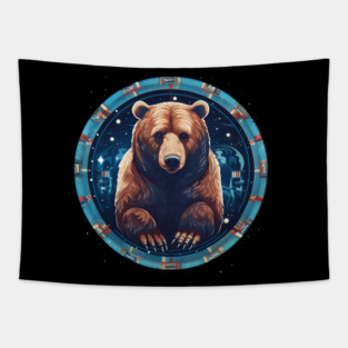 Grizzly Bear in Ornmament , Love Bears Tapestry