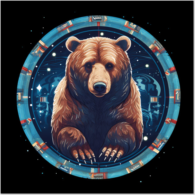 Grizzly Bear in Ornmament , Love Bears Wall Art by logiamerch